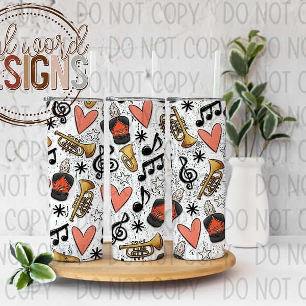 Band Collage Orange Skinny Straight Tumbler Design - DIGITAL DOWNLOAD - Original Designer!