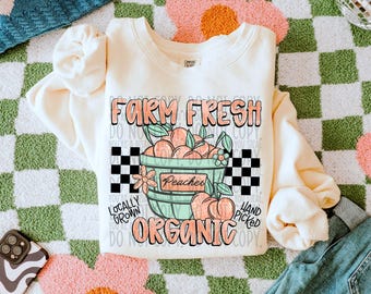 Farm Fresh Peaches Sublimation Design, Summer Design for Sublimation, PNG, Original Design