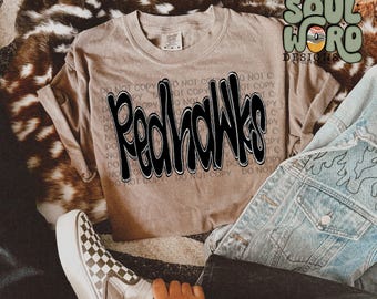 Redhawks Funky Doodle Sublimation Design, Sports Sublimation, PNG, Original Design