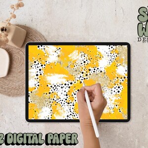 Carta digitale Athletic Gold/Gold Glitter Dalmatian Mashup Brushstroke, 12"x12" Carta digitale per sublimazione, PNG, design originale