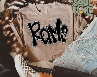 Rams Funky Doodle Sublimation Design, Sports Sublimation, PNG, Original Design