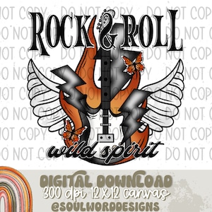 Rock and Roll Wild Spirit Sublimation Design, Rock & Roll Design for Sublimation, PNG, Original Design