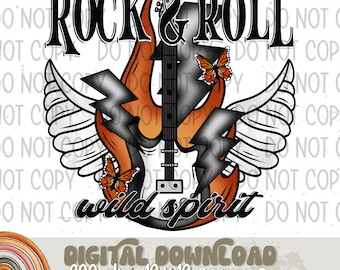 Rock and Roll Wild Spirit Sublimation Design, Rock & Roll Design for Sublimation, PNG, Original Design