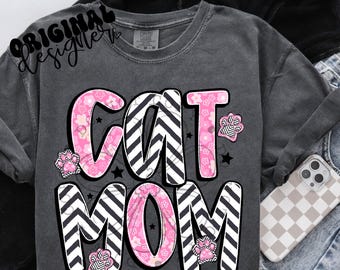 Projekt sublimacji Cat Mom, projekt Mom do sublimacji, PNG, oryginalny projekt