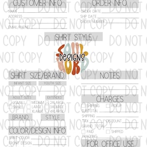 CUSTOMIZABLE TShirt Order Form - BLACK / Digital Download / TShirt Maker Supplies / Original Design