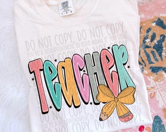 Teacher Doodle Pencil Sublimation Design, Back To School Design for Sublimation, PNG, Original Design