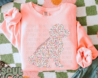 Diseño de sublimación floral de mamá Goldendoodle, diseño de mamá perro para sublimación, PNG, diseño original