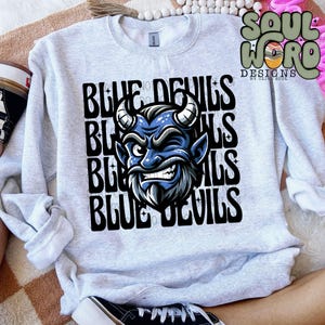 Blue Devils Winking Mascot Sublimation Design, Sports Sublimation, PNG, Original Design