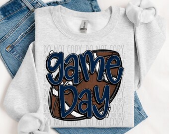 Diseño de sublimación de fútbol azul marino dibujado a mano para el día del partido, sublimación deportiva, PNG, diseño original