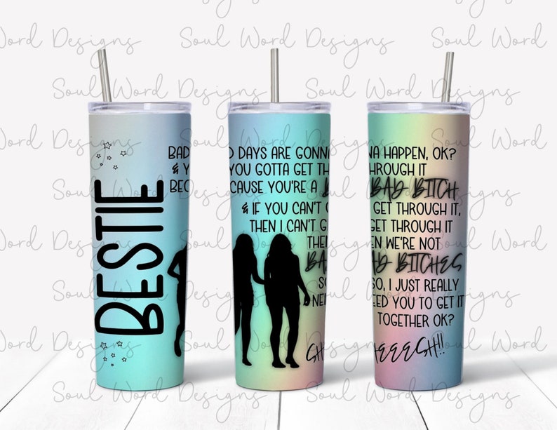 BESTIE 20 oz Skinny Straight Tumbler Design - DESCARGA DIGITAL - Original Designer! imagen 1