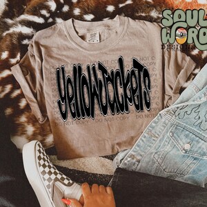 Yellowjackets Funky Doodle Sublimation Design, Sports Sublimation, PNG, Original Design
