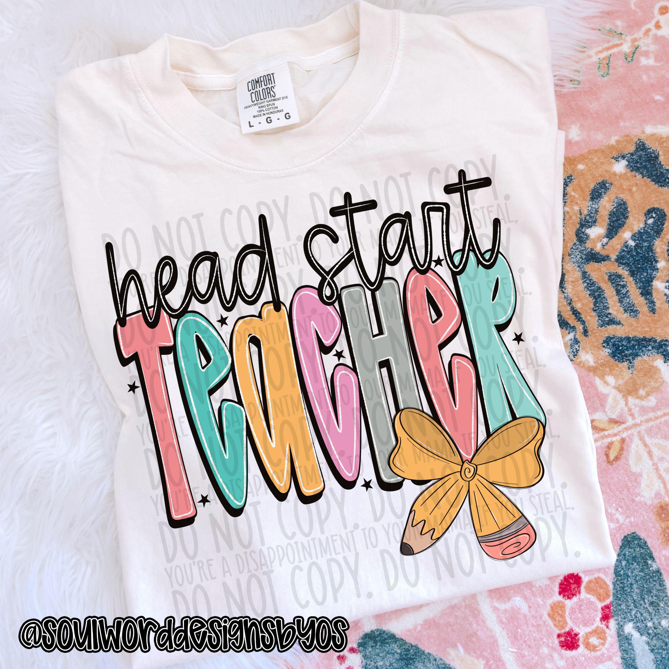 Head Start Teacher Doodle Pencil Sublimation Design, Back To School Design for Sublimation, PNG, Original Design