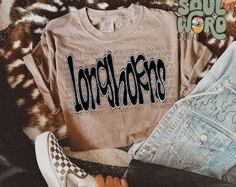 Longhorns Funky Doodle Sublimation Design, Sports Sublimation, PNG, Original Design