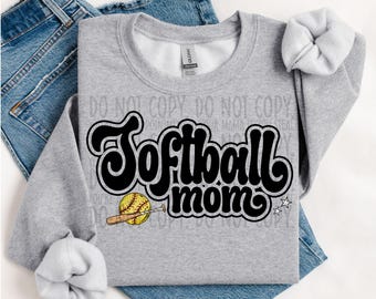 Softball Mom, Retro Sports Design, PNG, Original (Digital Download)