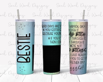 BESTIE 20 oz Skinny Straight Tumbler Design For Photo Addition - DESCARGA DIGITAL - Original Designer!