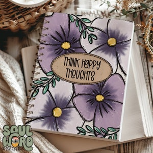 Happy Thoughts Journal Cover Page Design, Design for Notepads/Journals, PNG, Original Design