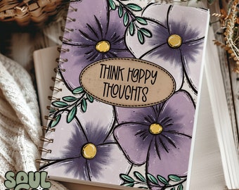 Happy Thoughts Journal Cover Page Design, Design for Notepads/Journals, PNG, Original Design