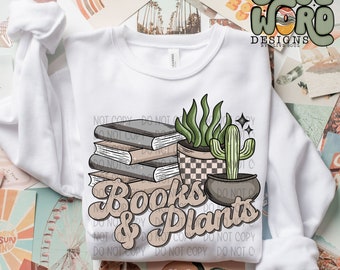 Books & Plants Sublimation Design, Books/Plants Design for Sublimation, PNG, Original Design