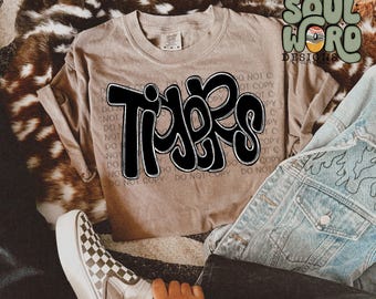Tigers Funky Doodle Sublimation Design, Sports Sublimation, PNG, Original Design
