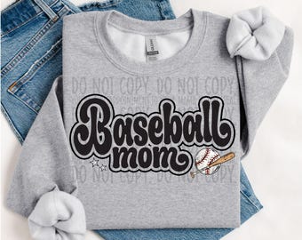 Baseball Mom, Retro Sports Design, PNG, Original (Digital Download)