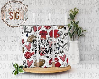 Football Mom Red Skinny Straight Tumbler Design - DIGITAL DOWNLOAD - Original Designer!