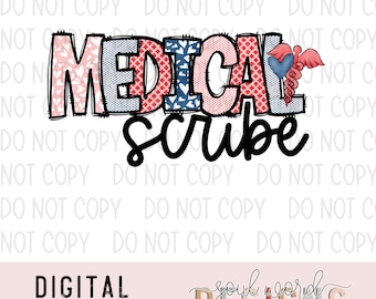 Medical Scribe Sublimation Design, Healthcare Occupation Sublimation, PNG, Original Design