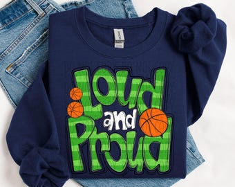 Loud And Proud Doodle Basketball Lime Green Sublimation Design, Sports Sublimation, PNG, Original Design