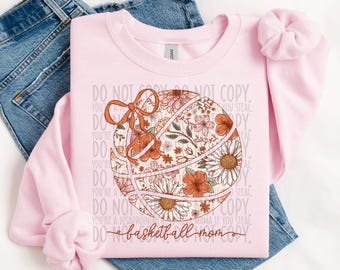 Basketball Mom Coquette Floral Sublimation Design, Sports Sublimation, PNG, Original Design