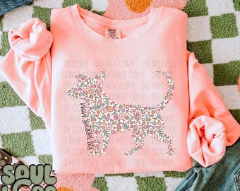 Rat Terrier Mom Floral Sublimation Design, Dog Mom Design for Sublimation, PNG, Original Design