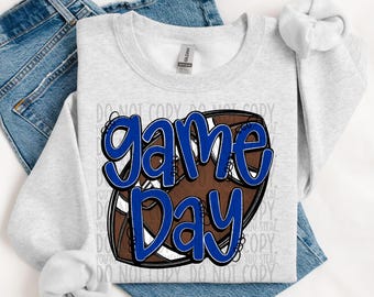 Diseño de sublimación de fútbol azul rey dibujado a mano para el día del partido, sublimación deportiva, PNG, diseño original