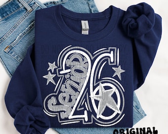 Senior 2026 Doodle Light Gray & White Sublimation Design, School Spirit/ Back To School Design for Sublimation, PNG, Original Design