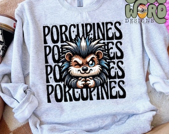 Porcupines Winking Mascot Sublimation Design, Sports Sublimation, PNG, Original Design