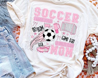 Soccer Mom Black/Pink Sublimation Design, Preppy Sports Sublimation, PNG, Original Design