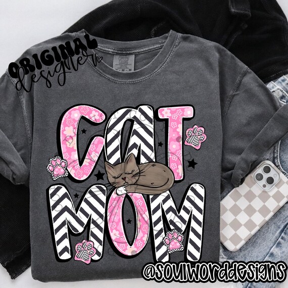Cat Mom Brown Cat Sublimation Design, Cat Mom Design for Sublimation, PNG, Original Design