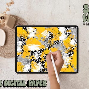 Carta digitale Athletic Gold/Silver Glitter Spots Mashup Brushstroke, carta digitale 12"x12" per sublimazione, PNG, design originale