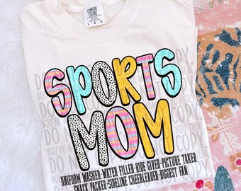 Sports Mom Sublimation Design, Preppy Sports Sublimation, PNG, Original Design