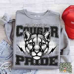 Welcome To Our House Cougar Pride Sublimation Design, Sports Sublimation, PNG, Original Design
