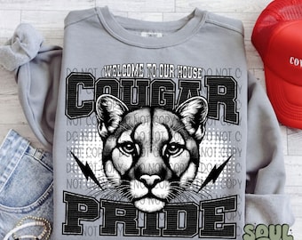Welcome To Our House Cougar Pride Sublimation Design, Sports Sublimation, PNG, Original Design
