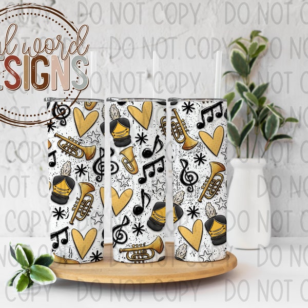 Band Collage Yellow Skinny Straight Tumbler Design - DIGITAL DOWNLOAD - Original Designer!