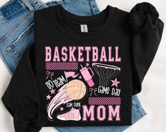 Basketball Mom White/Pink Sublimation Design, Preppy Sports Sublimation, PNG, Original Design