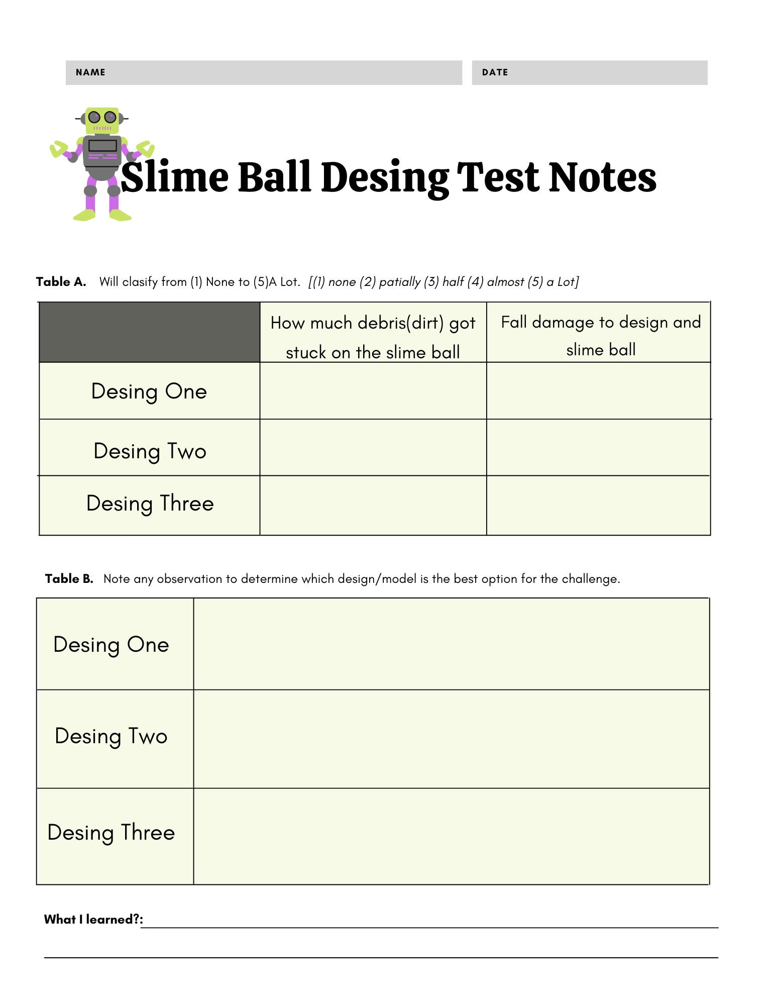 Slime Ball Challenge Printable - Etsy