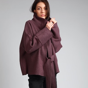 Oversized Coatigan Wrap Cardigan With Belt Plus Size Kimono Style Cape With Sleeves Loden Coat Hooded Option Gift for Her Etsy