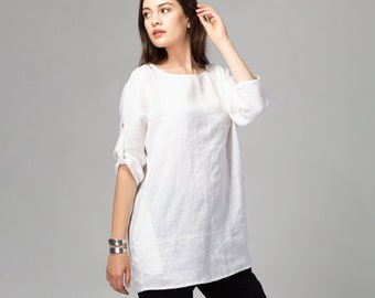 Linen Top MALIE / Ruffle Oversized Linen Top - Etsy