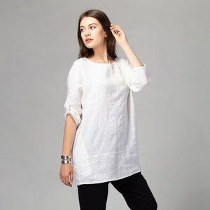 READY TO SHIP Reya Oversized Linen Tunic with Side Pockets