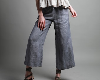 FOREVER Stylish Straight Ankle Linen Pants with Pockets, Handmade Linen Clothing for Women, Knotium Clothing