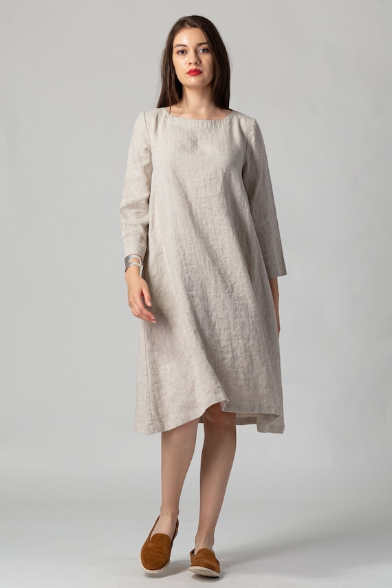 raw linen dress Linen Maxi Dress, Minimalist Dress, Linen Clothing, Simple Summer Dress, Plus Size Maxi Dress, Loose Dress, Boho Linen Dress, S / Mustard (picture)