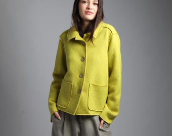 ALESSANDRA Boiled Wool Blazer Jacket, Cropped Coat for Women, Sustainable OEKO TEX Certified Fall Outerwear