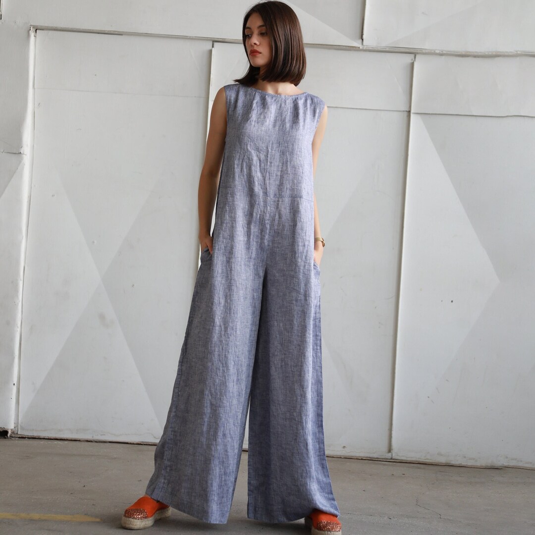 オールインワン・サロペット ALYSI LINEN WIDE-LEG JUMPSUIT Amazon.com: Linen Overalls for Women Loose Fit Wide Leg One