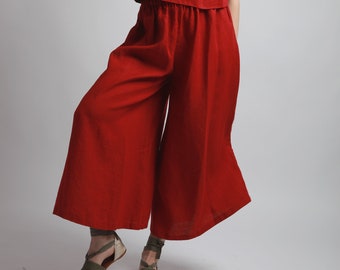 MAX Linen Skirt Pants, Wide Linen Pants, Linen Palazzo Pants, Trouser Skirts, Knotium Linen Clothing