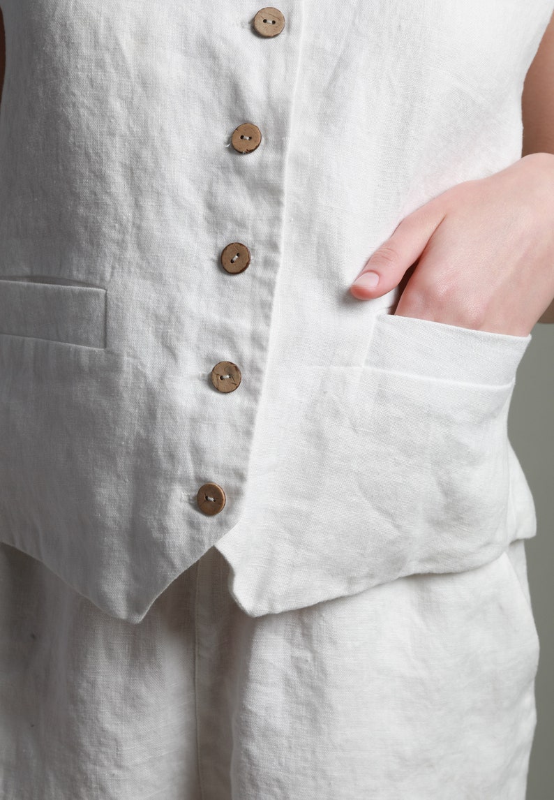 Gilet ample en lin EVE pour femme avec liens réglables dans le dos, vêtements en lin KNOTIUM image 6